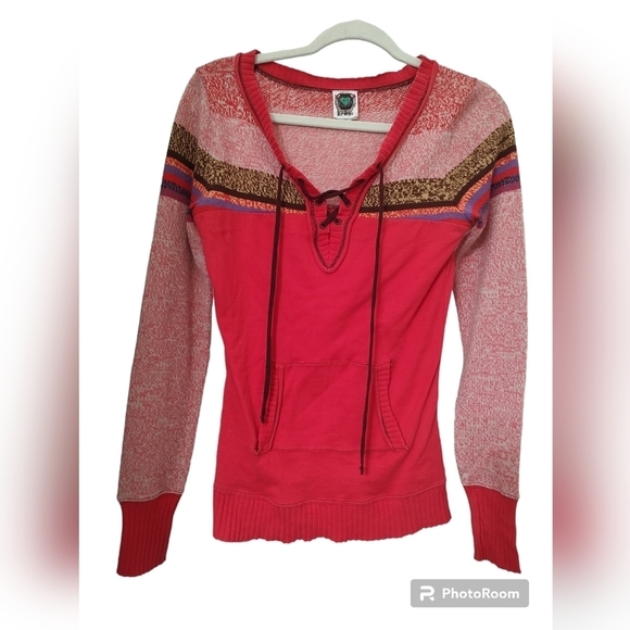 Free People Sweaters - Vintage Free People Red sweater Kangaroo Pocket S Small